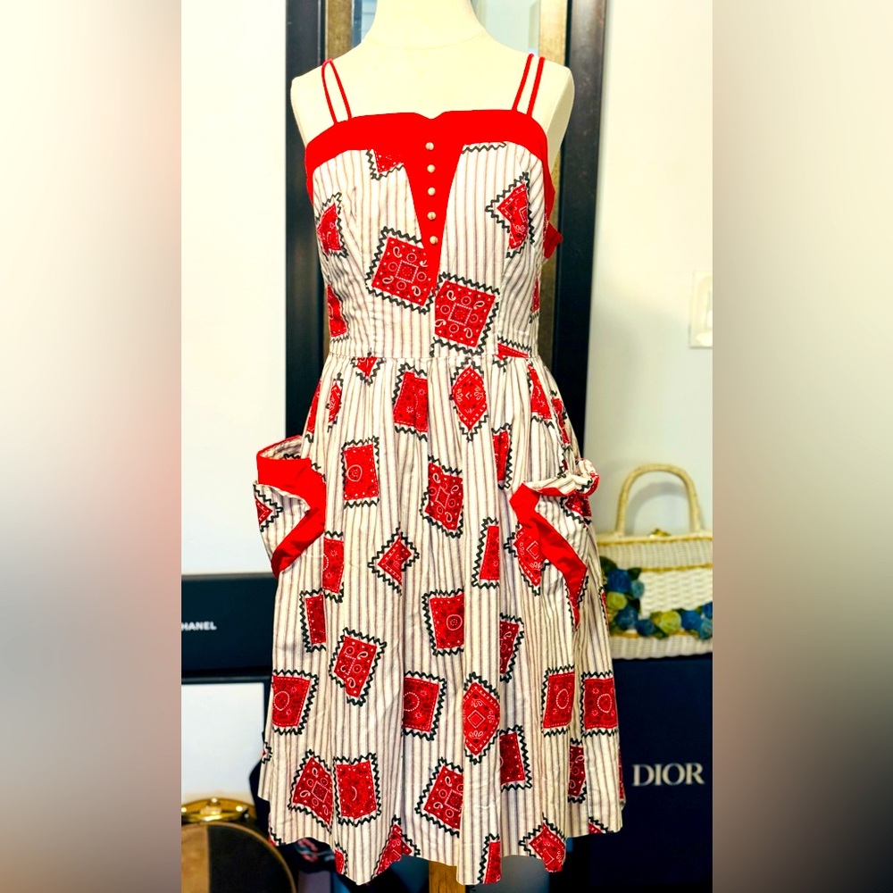 1950s Bandeau Squares Vintage Sundress Size Small